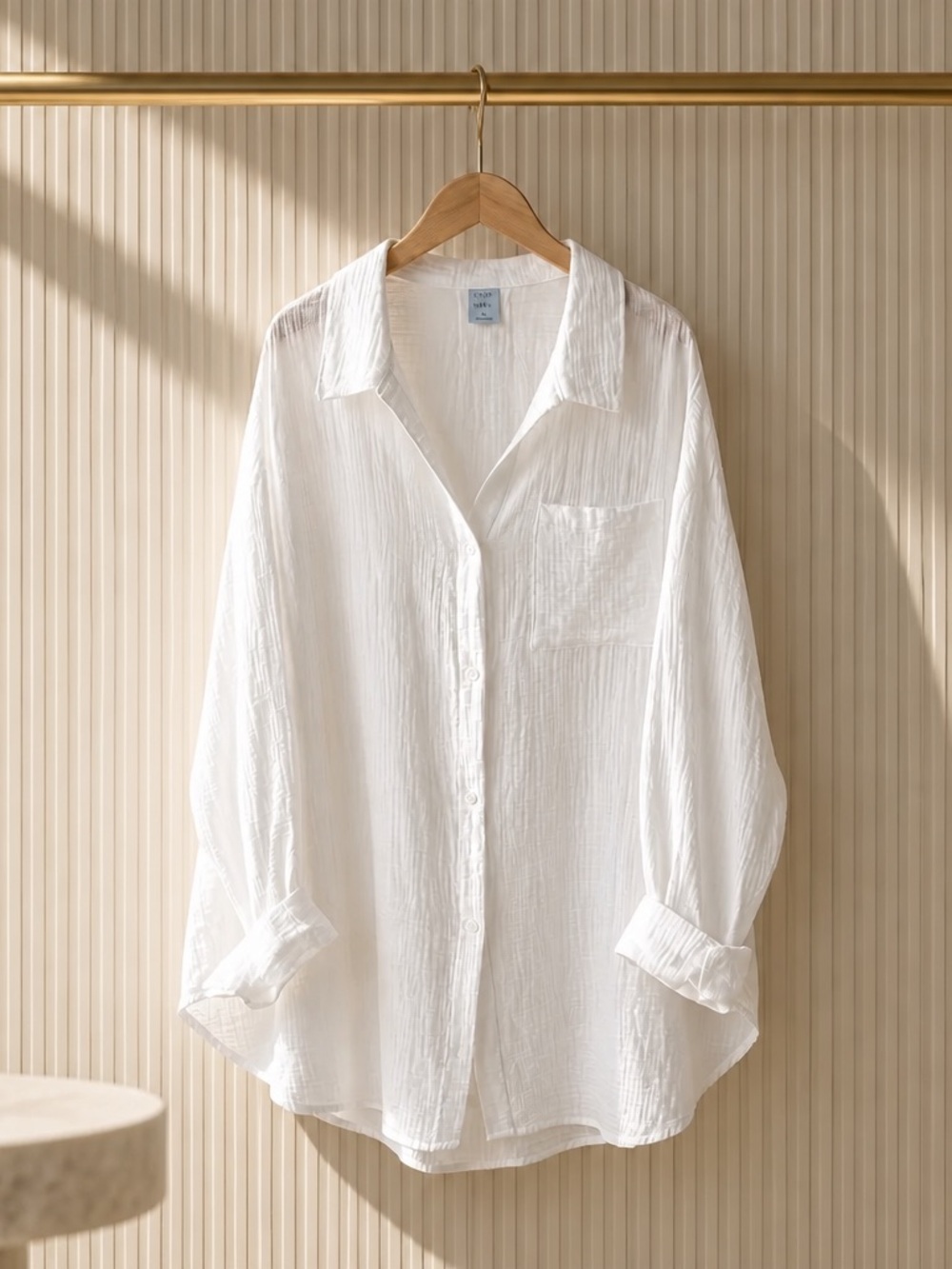 Shade & Shore White Button-Down Crinkle Shirt